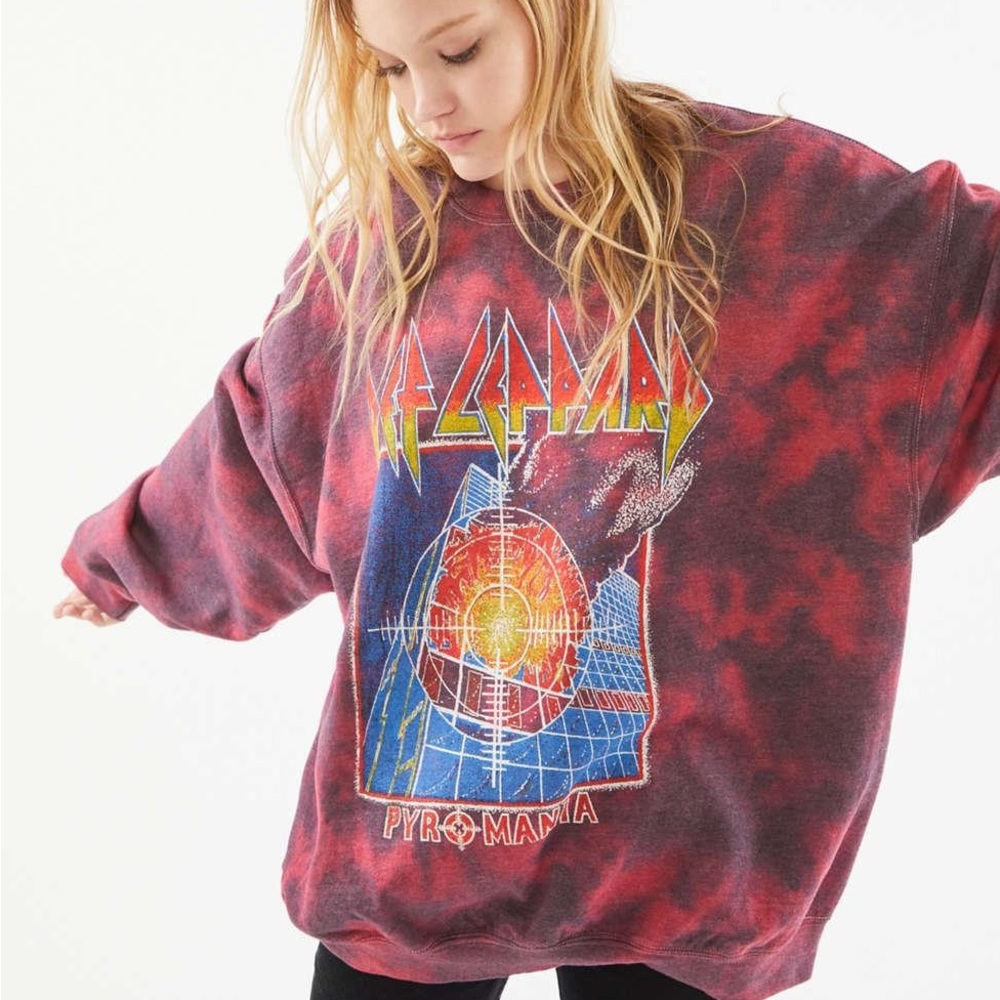 Urban Outfitters Def Leppard Tie-Dye Crew Neck Sweatshirt, Size S/M
